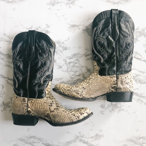 J. B. Dillon Reserve Snakeskin Leather Cowboy Boot - Picture 4 of 10